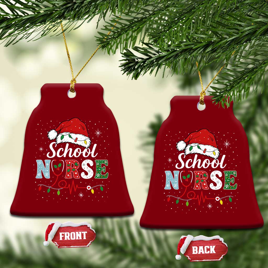 Christmas School Nurse Ceramic Ornament Xmas Lights Red Santa Hat Crew Nurse TS10 Print Your Wear