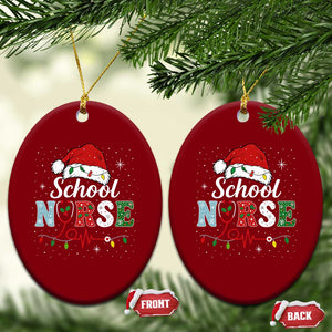 Christmas School Nurse Ceramic Ornament Xmas Lights Red Santa Hat Crew Nurse TS10 Print Your Wear