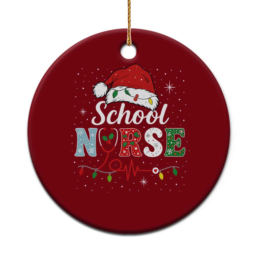 Christmas School Nurse Ceramic Ornament Xmas Lights Red Santa Hat Crew Nurse TS10 1pc Red Print Your Wear