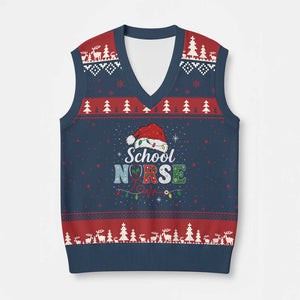 Xmas School Nurse V-Neck Knit Sweater Vest Xmas Lights Red Santa Hat Crew Nurse TS10 Navy Red Print Your Wear