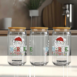 Christmas School Nurse Glass Can Xmas Lights Red Santa Hat Crew Nurse - Print Your Wear