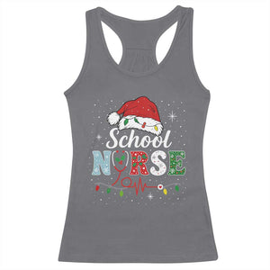 Christmas School Nurse Racerback Tank Top Xmas Lights Red Santa Hat Crew Nurse TS10 Charcoal Print Your Wear