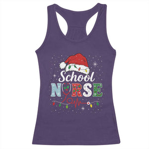 Christmas School Nurse Racerback Tank Top Xmas Lights Red Santa Hat Crew Nurse TS10 Purple Print Your Wear