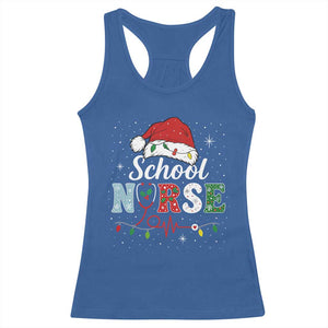 Christmas School Nurse Racerback Tank Top Xmas Lights Red Santa Hat Crew Nurse TS10 Royal Blue Print Your Wear