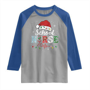 Christmas School Nurse Raglan Shirt Xmas Lights Red Santa Hat Crew Nurse TS10 Sport Gray Royal Print Your Wear