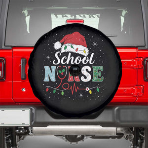 Christmas School Nurse Spare Tire Cover Xmas Lights Red Santa Hat Crew Nurse TS10 Black Print Your Wear
