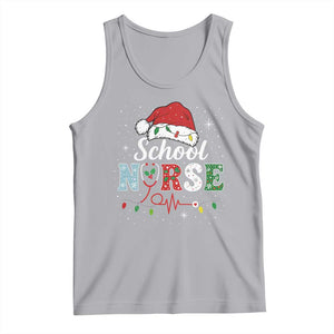 Christmas School Nurse Tank Top Xmas Lights Red Santa Hat Crew Nurse TS10 Athletic Heather Print Your Wear