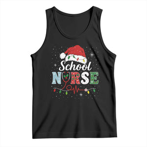 Christmas School Nurse Tank Top Xmas Lights Red Santa Hat Crew Nurse TS10 Black Print Your Wear