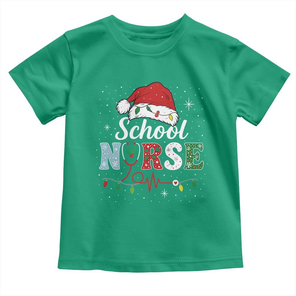 Christmas School Nurse Toddler T Shirt Xmas Lights Red Santa Hat Crew Nurse TS10 Irish Green Print Your Wear