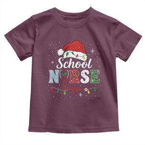 Christmas School Nurse Toddler T Shirt Xmas Lights Red Santa Hat Crew Nurse TS10 Maroon Print Your Wear