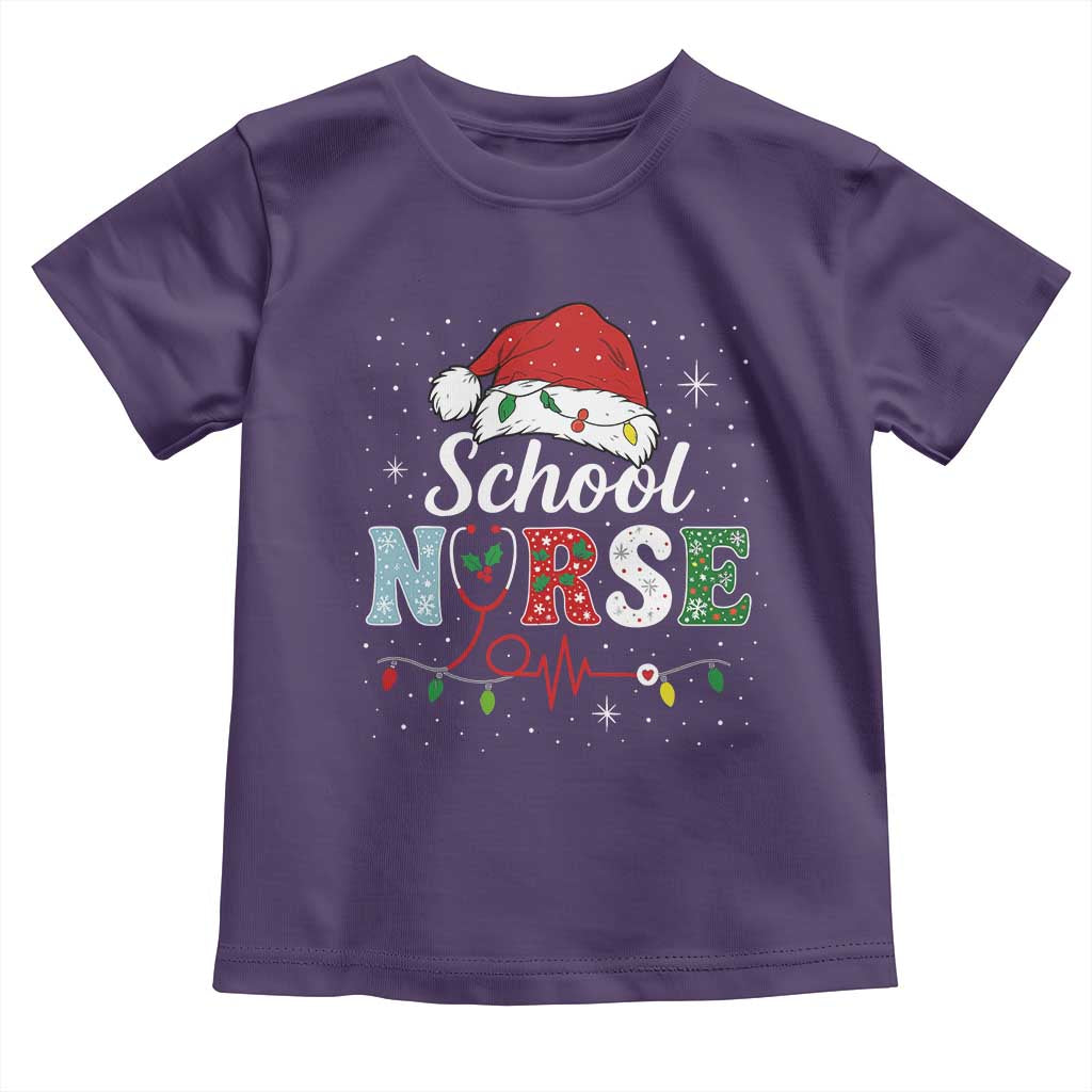 Christmas School Nurse Toddler T Shirt Xmas Lights Red Santa Hat Crew Nurse TS10 Purple Print Your Wear