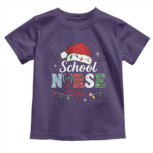 Christmas School Nurse Toddler T Shirt Xmas Lights Red Santa Hat Crew Nurse TS10 Purple Print Your Wear