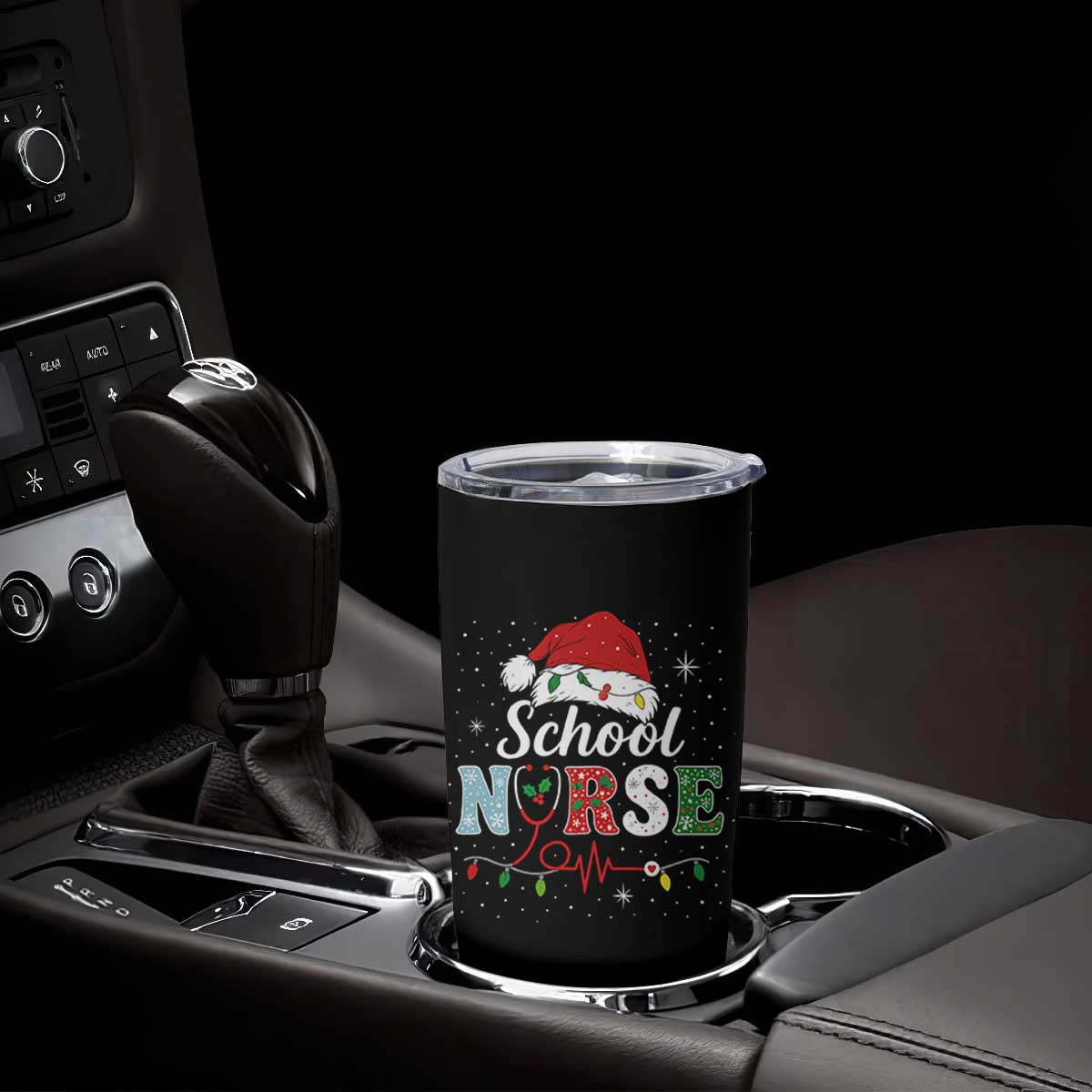 Christmas School Nurse Tumbler Cup Xmas Lights Red Santa Hat Crew Nurse TS10 Print Your Wear
