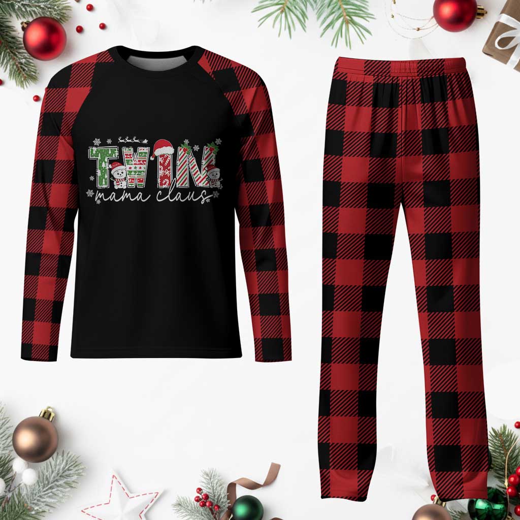 Christmas Twin Mama Claus Plaid Pajama Set Pregnancy Announcement TS10 Buffalo Plaid Print Your Wear