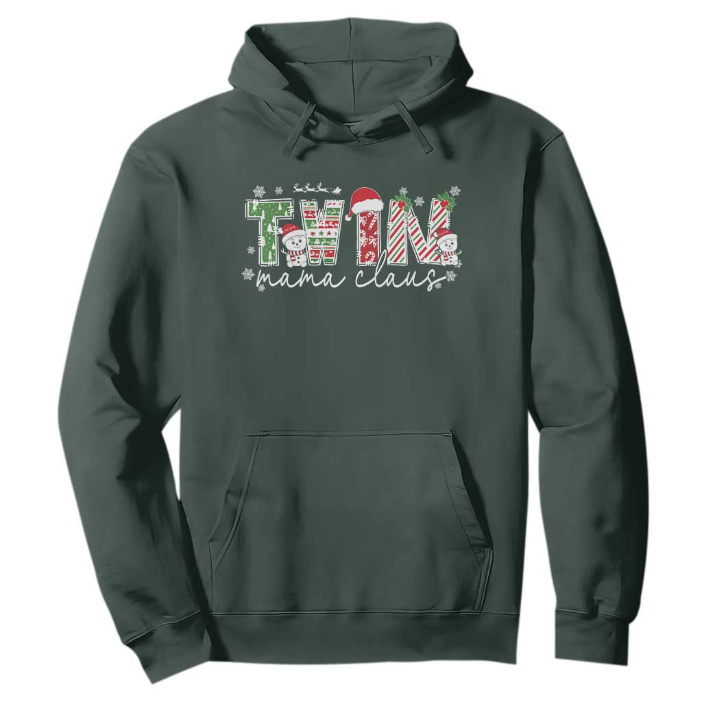 Christmas Twin Mama Claus Hoodie Pregnancy Announcement TS10 Dark Forest Green Print Your Wear