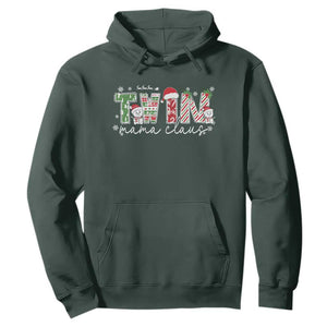 Christmas Twin Mama Claus Hoodie Pregnancy Announcement TS10 Dark Forest Green Print Your Wear