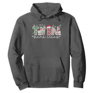 Christmas Twin Mama Claus Hoodie Pregnancy Announcement TS10 Dark Heather Print Your Wear