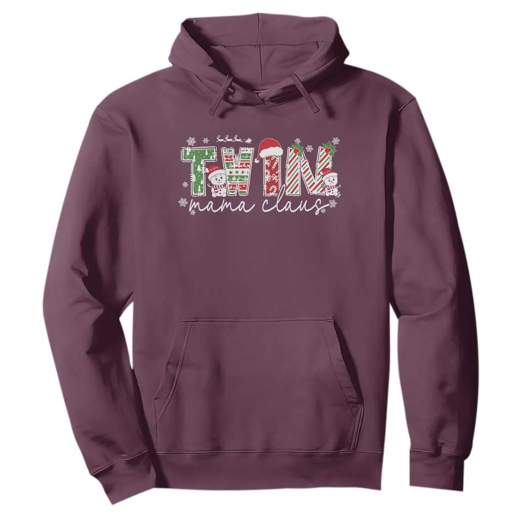 Christmas Twin Mama Claus Hoodie Pregnancy Announcement TS10 Maroon Print Your Wear