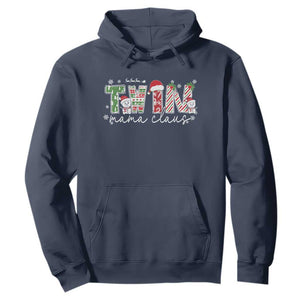 Christmas Twin Mama Claus Hoodie Pregnancy Announcement TS10 Navy Print Your Wear
