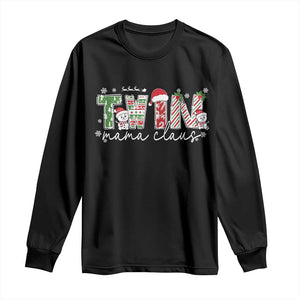 Christmas Twin Mama Claus Long Sleeve Shirt Pregnancy Announcement TS10 Black Print Your Wear
