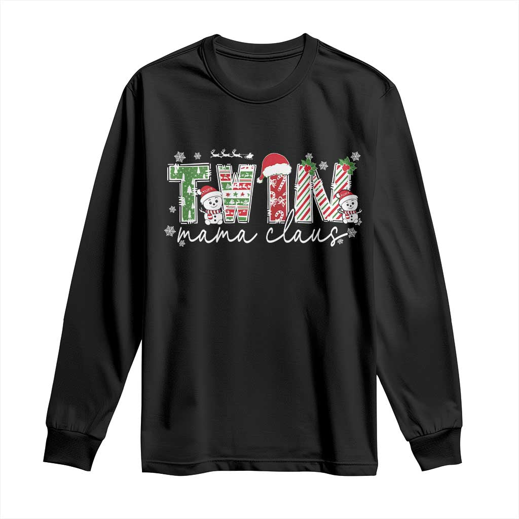 Christmas Twin Mama Claus Long Sleeve Shirt Pregnancy Announcement TS10 Black Print Your Wear