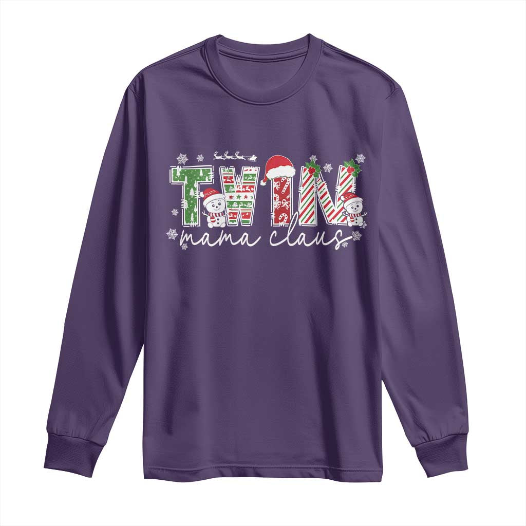 Christmas Twin Mama Claus Long Sleeve Shirt Pregnancy Announcement TS10 Purple Print Your Wear
