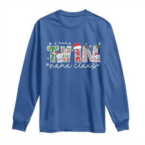 Christmas Twin Mama Claus Long Sleeve Shirt Pregnancy Announcement TS10 Royal Blue Print Your Wear
