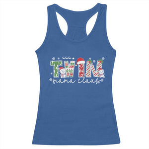 Christmas Twin Mama Claus Racerback Tank Top Pregnancy Announcement TS10 Royal Blue Print Your Wear