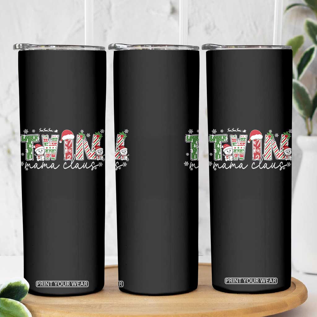 Christmas Twin Mama Claus Skinny Tumbler Pregnancy Announcement TS10 Print Your Wear
