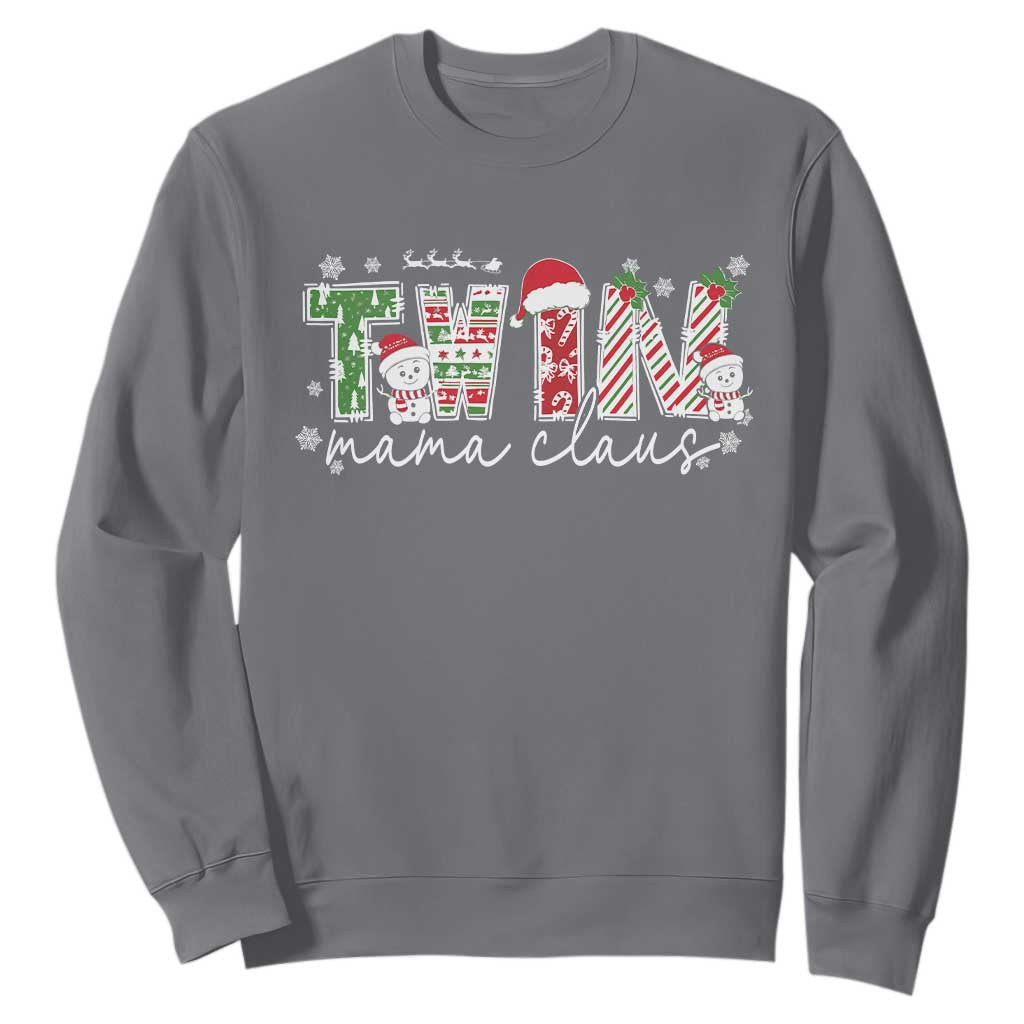 Christmas Twin Mama Claus Sweatshirt Pregnancy Announcement TS10 Charcoal Print Your Wear