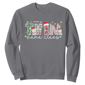 Christmas Twin Mama Claus Sweatshirt Pregnancy Announcement TS10 Charcoal Print Your Wear