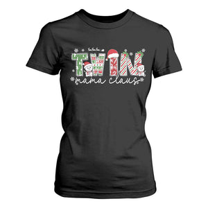 Christmas Twin Mama Claus T Shirt For Women Pregnancy Announcement TS10 Black Print Your Wear