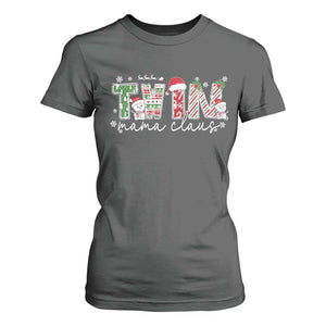 Christmas Twin Mama Claus T Shirt For Women Pregnancy Announcement TS10 Dark Heather Print Your Wear
