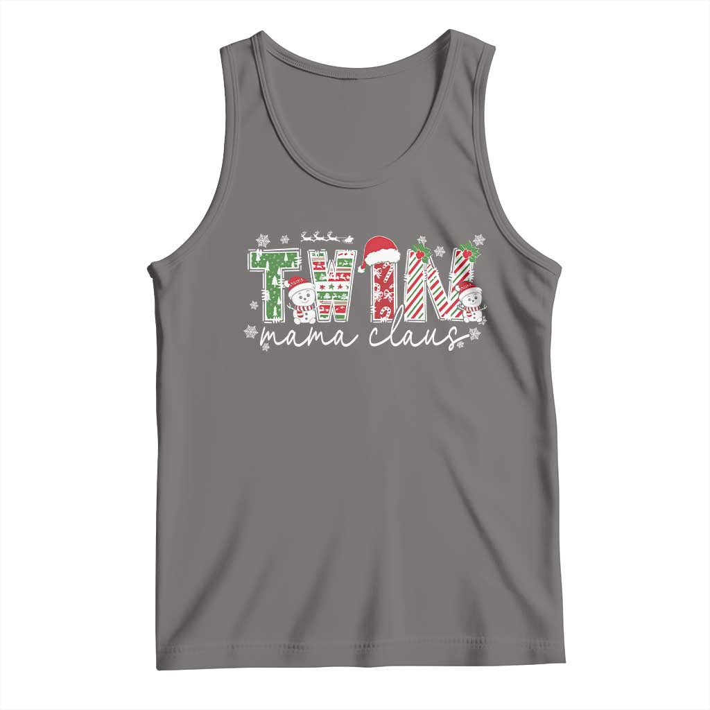 Christmas Twin Mama Claus Tank Top Pregnancy Announcement TS10 Deep Heather Print Your Wear