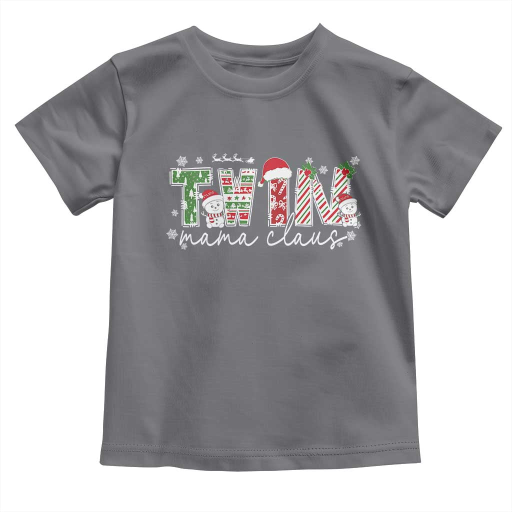 Christmas Twin Mama Claus Toddler T Shirt Pregnancy Announcement TS10 Charcoal Print Your Wear