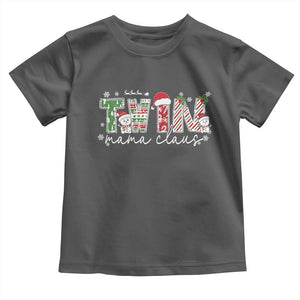 Christmas Twin Mama Claus Toddler T Shirt Pregnancy Announcement TS10 Dark Heather Print Your Wear