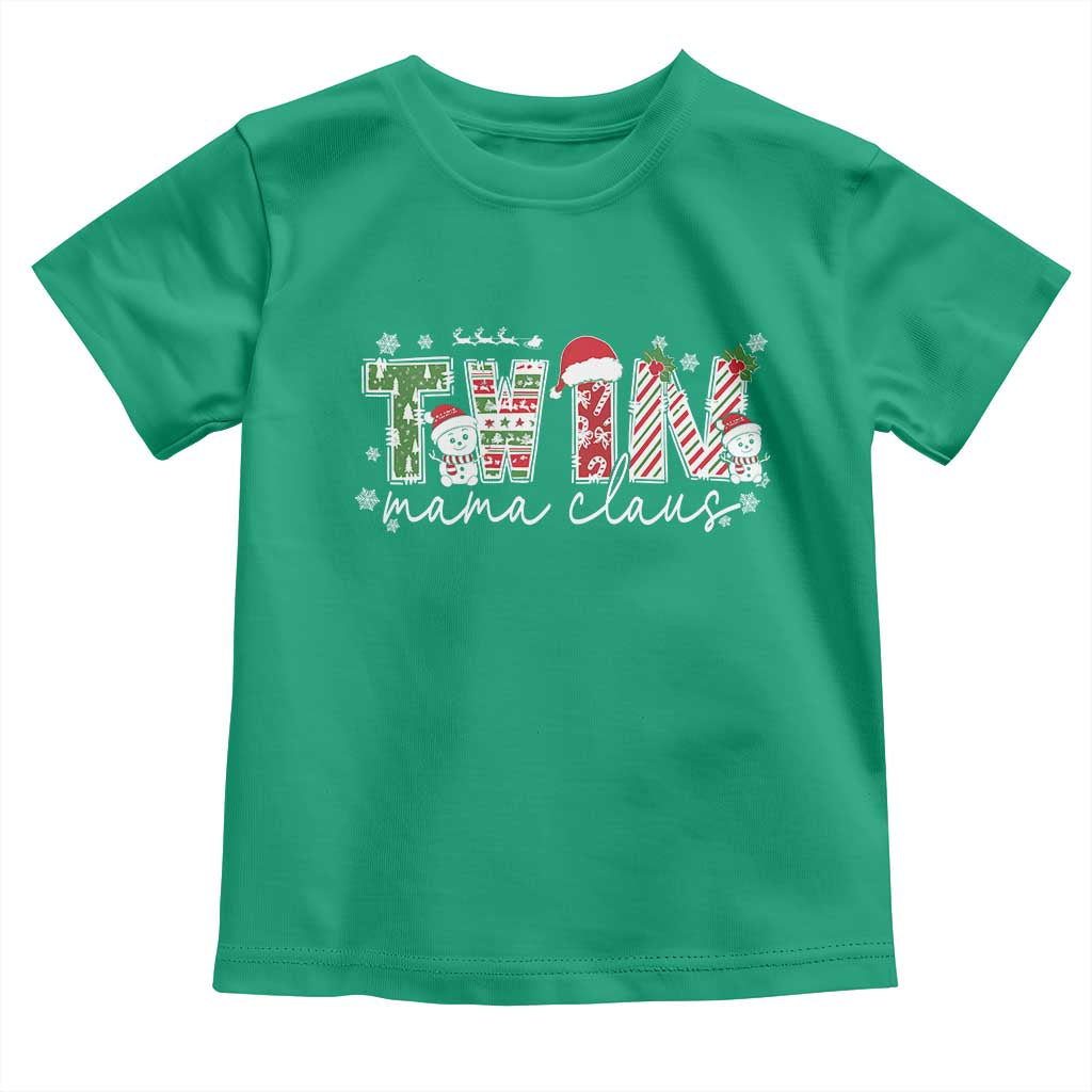 Christmas Twin Mama Claus Toddler T Shirt Pregnancy Announcement TS10 Irish Green Print Your Wear