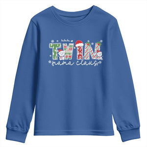 Christmas Twin Mama Claus Youth Sweatshirt Pregnancy Announcement TS10 Royal Blue Print Your Wear