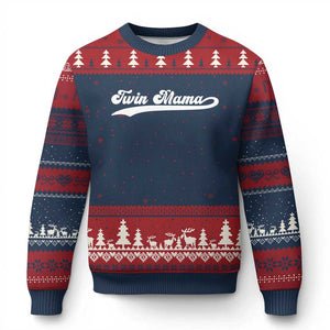 Twin Mama Ugly Christmas Sweater Pregnancy Announcement New Mom Gift TS10 Navy Red Print Your Wear