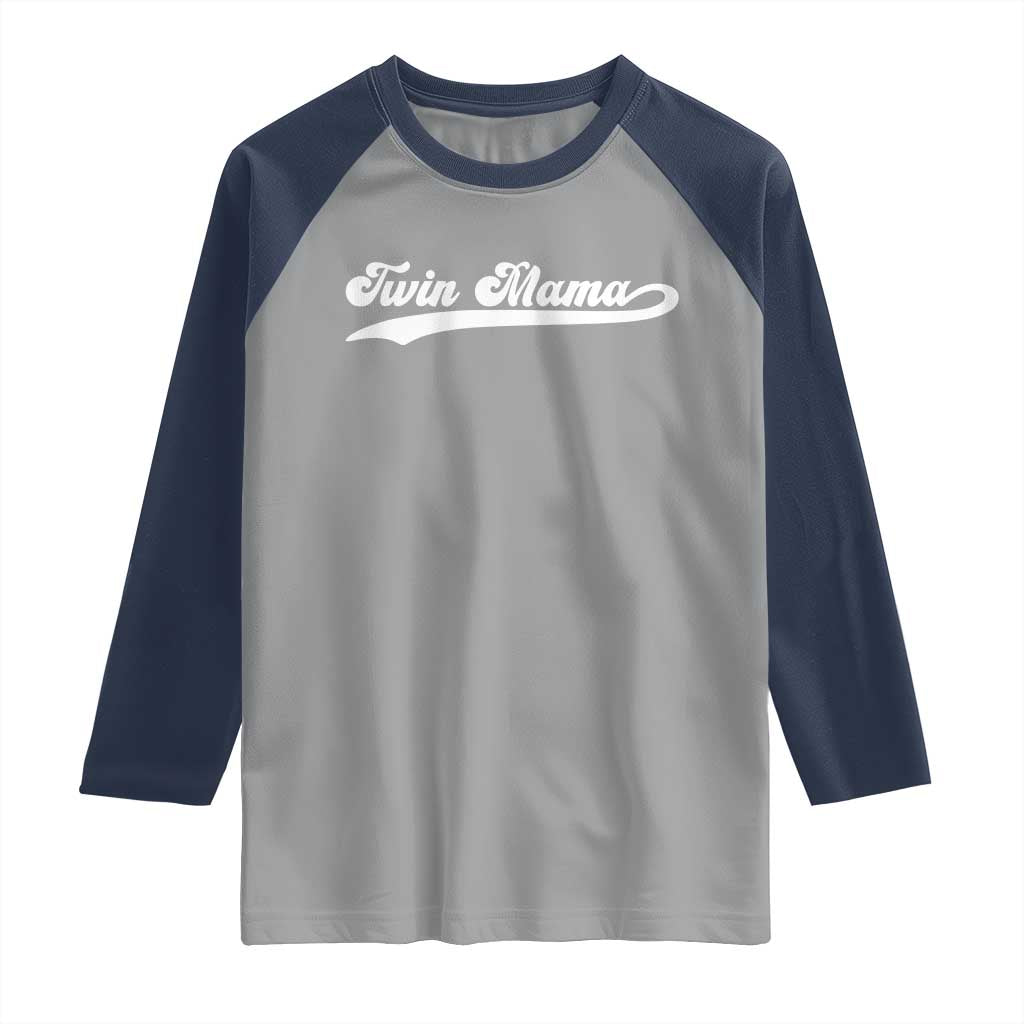 Twin Mama Raglan Shirt Pregnancy Announcement New Mom Gift TS10 Sport Gray Navy Print Your Wear