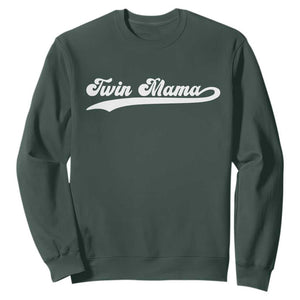 Twin Mama Sweatshirt Pregnancy Announcement New Mom Gift TS10 Dark Forest Green Print Your Wear