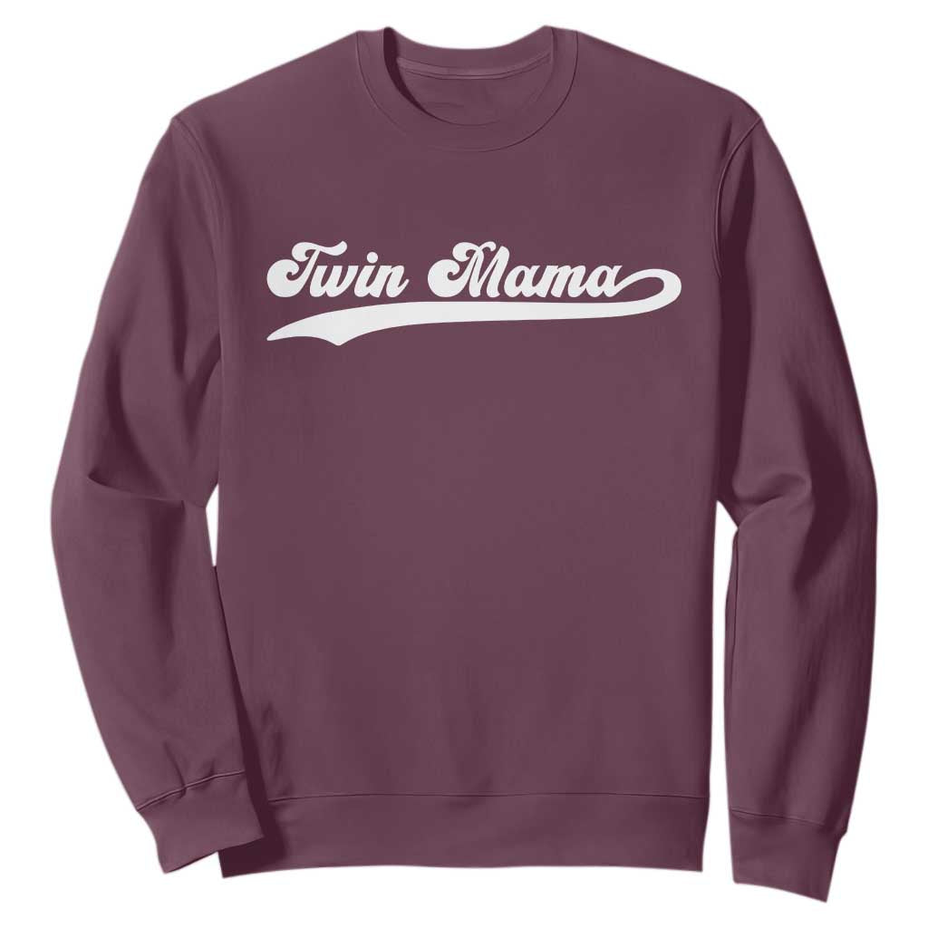 Twin Mama Sweatshirt Pregnancy Announcement New Mom Gift TS10 Maroon Print Your Wear
