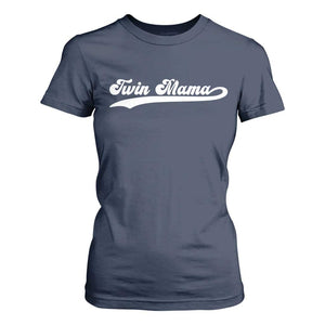 Twin Mama T Shirt For Women Pregnancy Announcement New Mom Gift TS10 Navy Print Your Wear