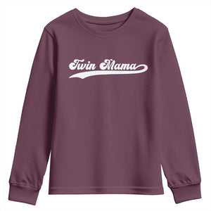 Twin Mama Youth Sweatshirt Pregnancy Announcement New Mom Gift TS10 Maroon Print Your Wear