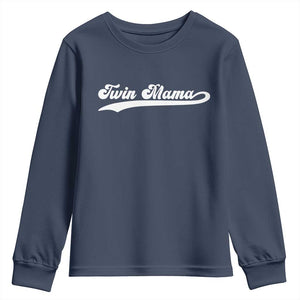 Twin Mama Youth Sweatshirt Pregnancy Announcement New Mom Gift TS10 Navy Print Your Wear