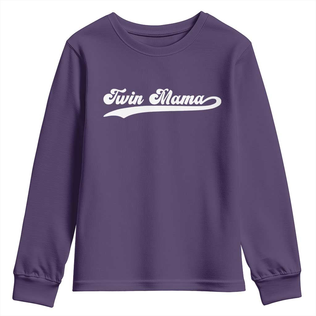 Twin Mama Youth Sweatshirt Pregnancy Announcement New Mom Gift TS10 Purple Print Your Wear