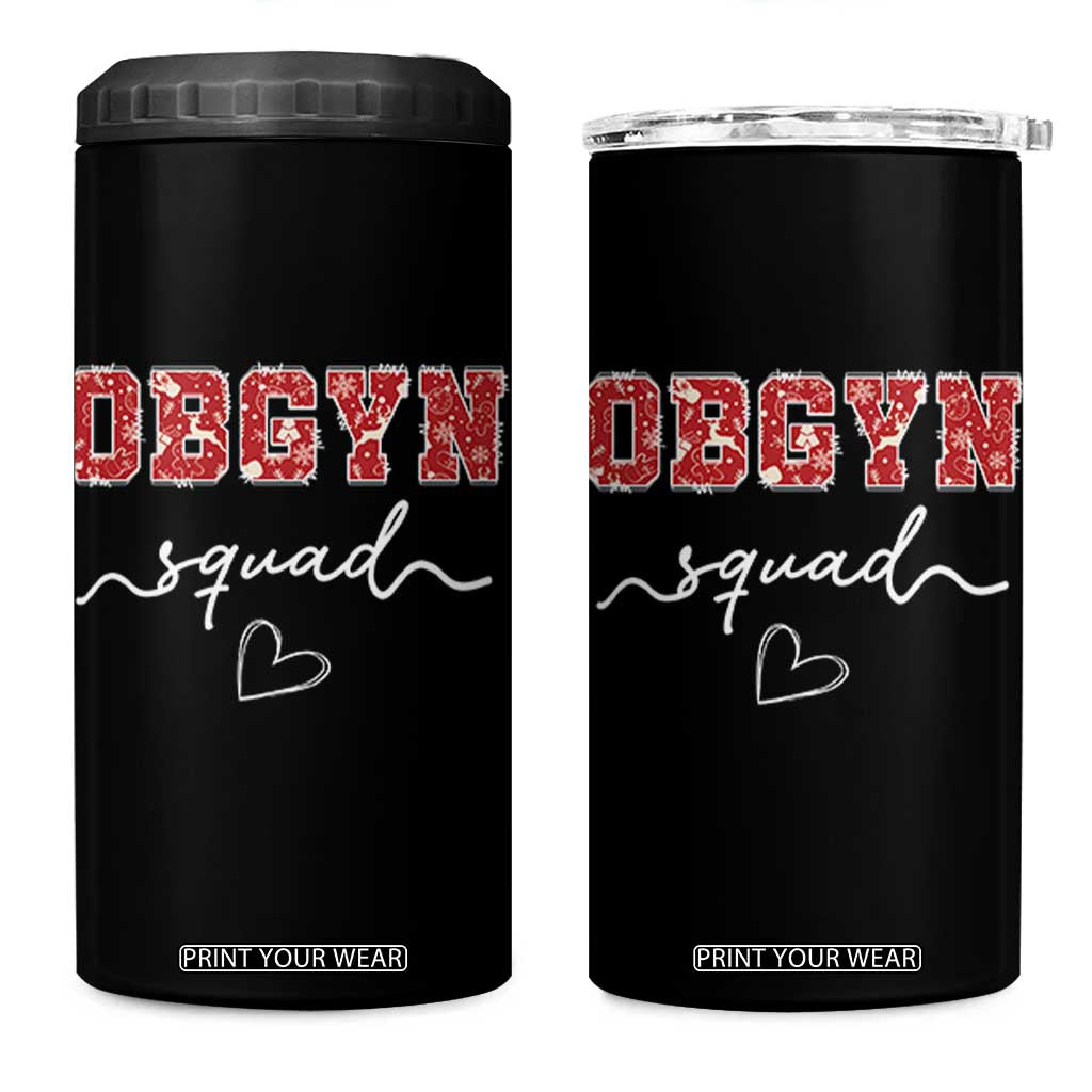 Christmas OBGYN Squad 4 in 1 Can Cooler Tumbler Obstetrics And Gynecology Nurse - Print Your Wear