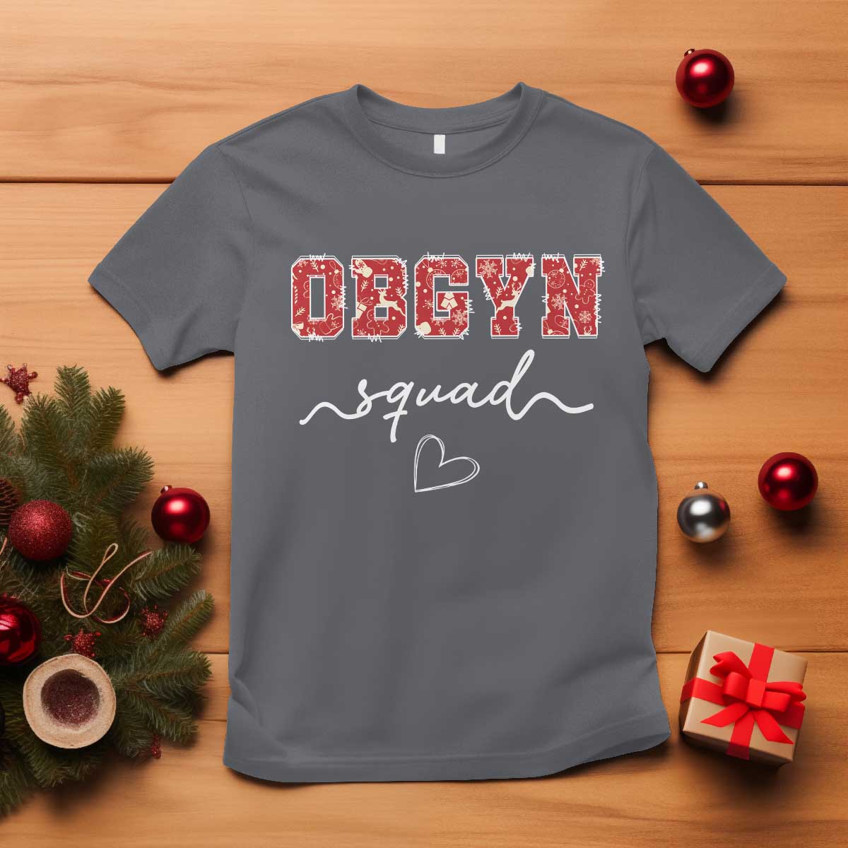 Christmas OBGYN Squad T Shirt Obstetrics And Gynecology Nurse TS10 Charcoal Print Your Wear