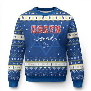 Christmas OBGYN Squad Hanukkah Ugly Sweater Obstetrics And Gynecology Nurse TS10 Blue White Print Your Wear