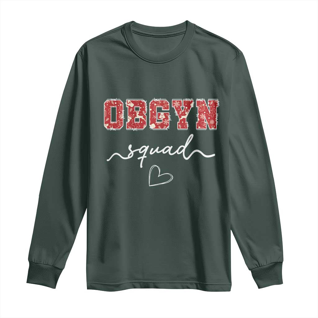 Christmas OBGYN Squad Long Sleeve Shirt Obstetrics And Gynecology Nurse TS10 Dark Forest Green Print Your Wear